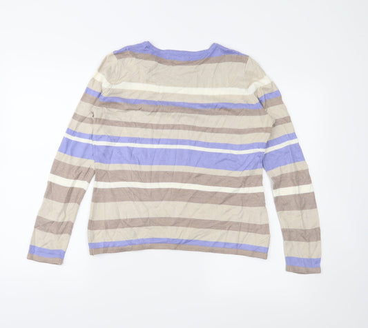 Bonmarché Womens Brown Striped  Pullover Jumper Size XS