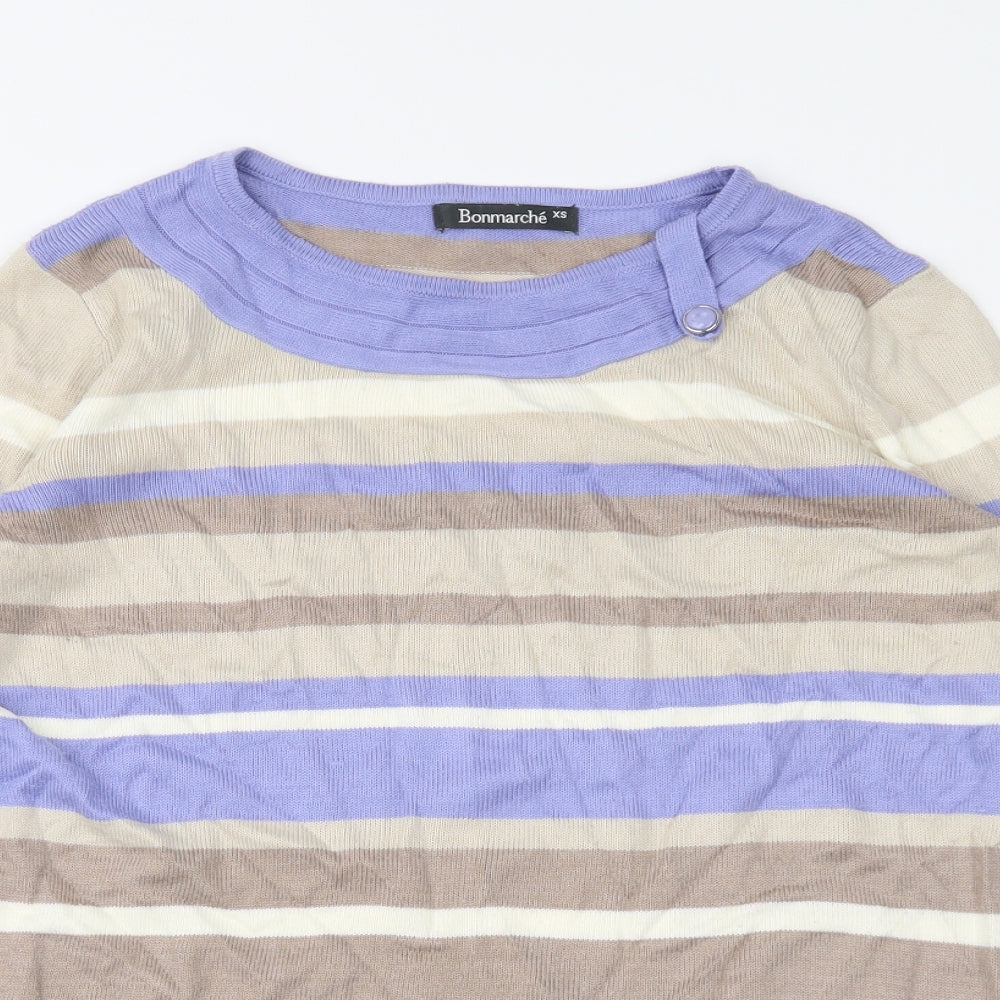 Bonmarché Womens Brown Striped  Pullover Jumper Size XS