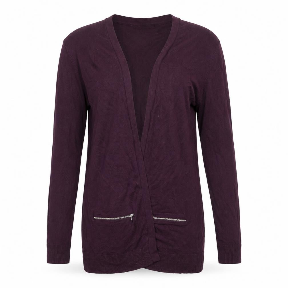 Front view of Select women’s purple wrap jumper, size UK 14