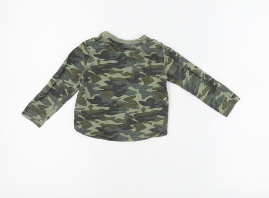 Fred & flo Boys Green Camouflage  Basic T-Shirt Size 12-18 Months