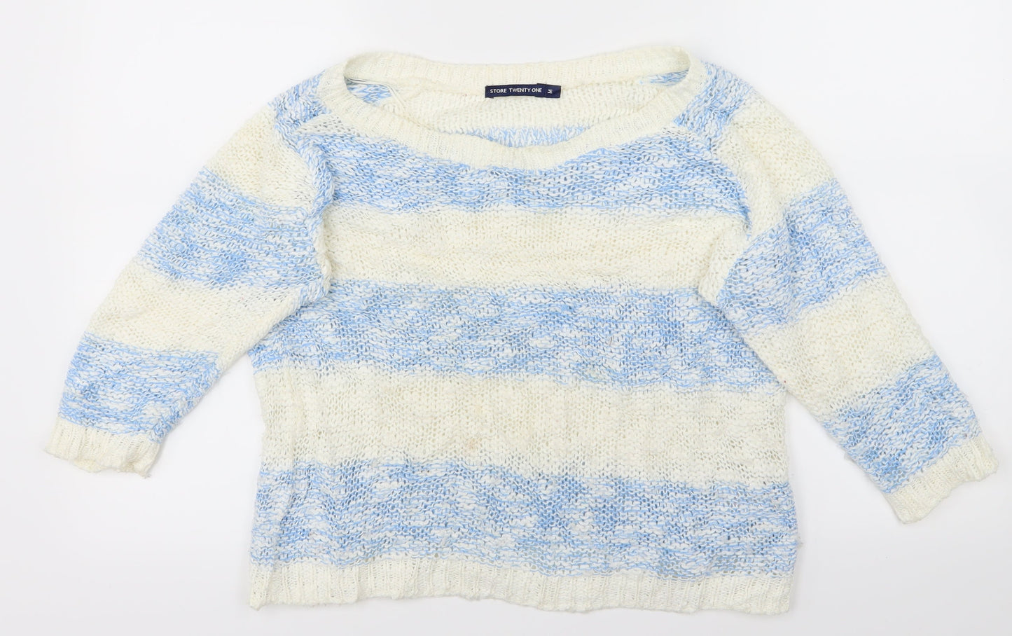 Store 21 Womens White Striped  Pullover Jumper Size M