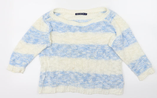 Store 21 Womens White Striped  Pullover Jumper Size M