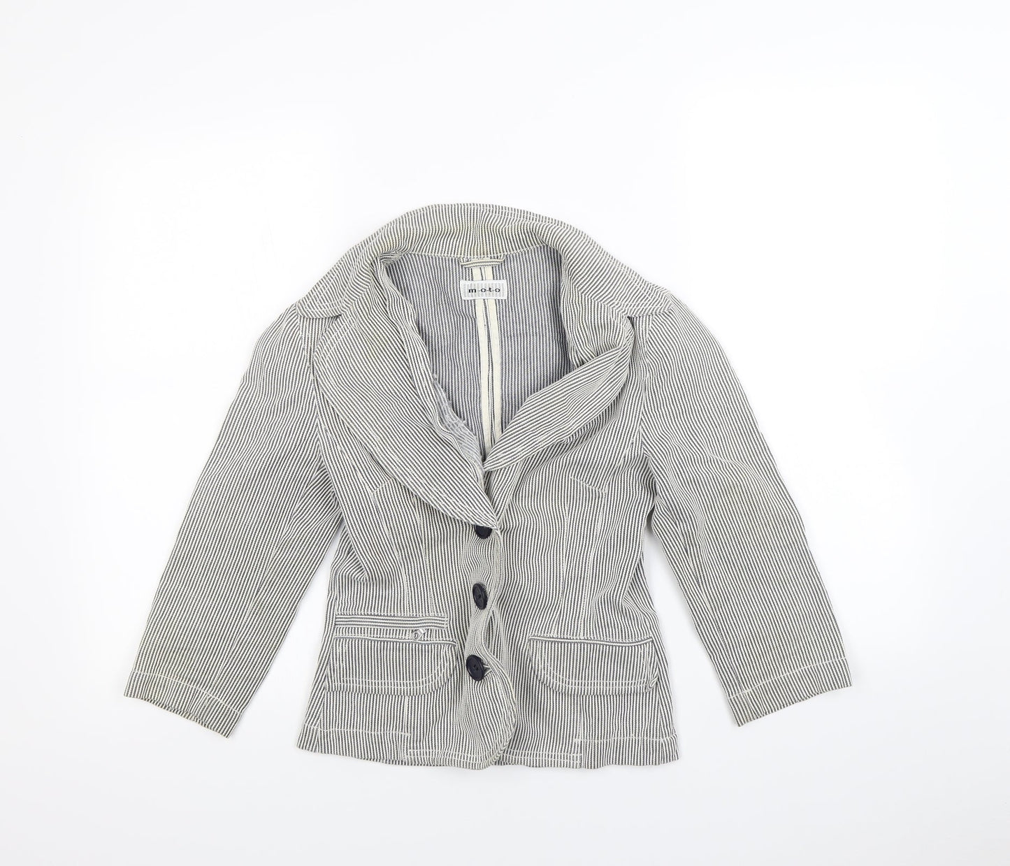 Moto Womens Blue Striped  Jacket  Size 8