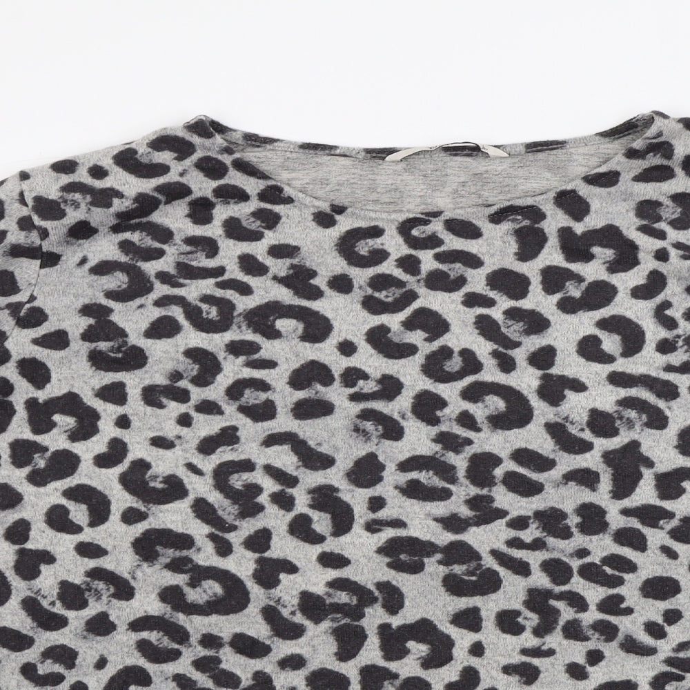 TU Womens Grey Animal Print  Pullover Sweatshirt Size 2