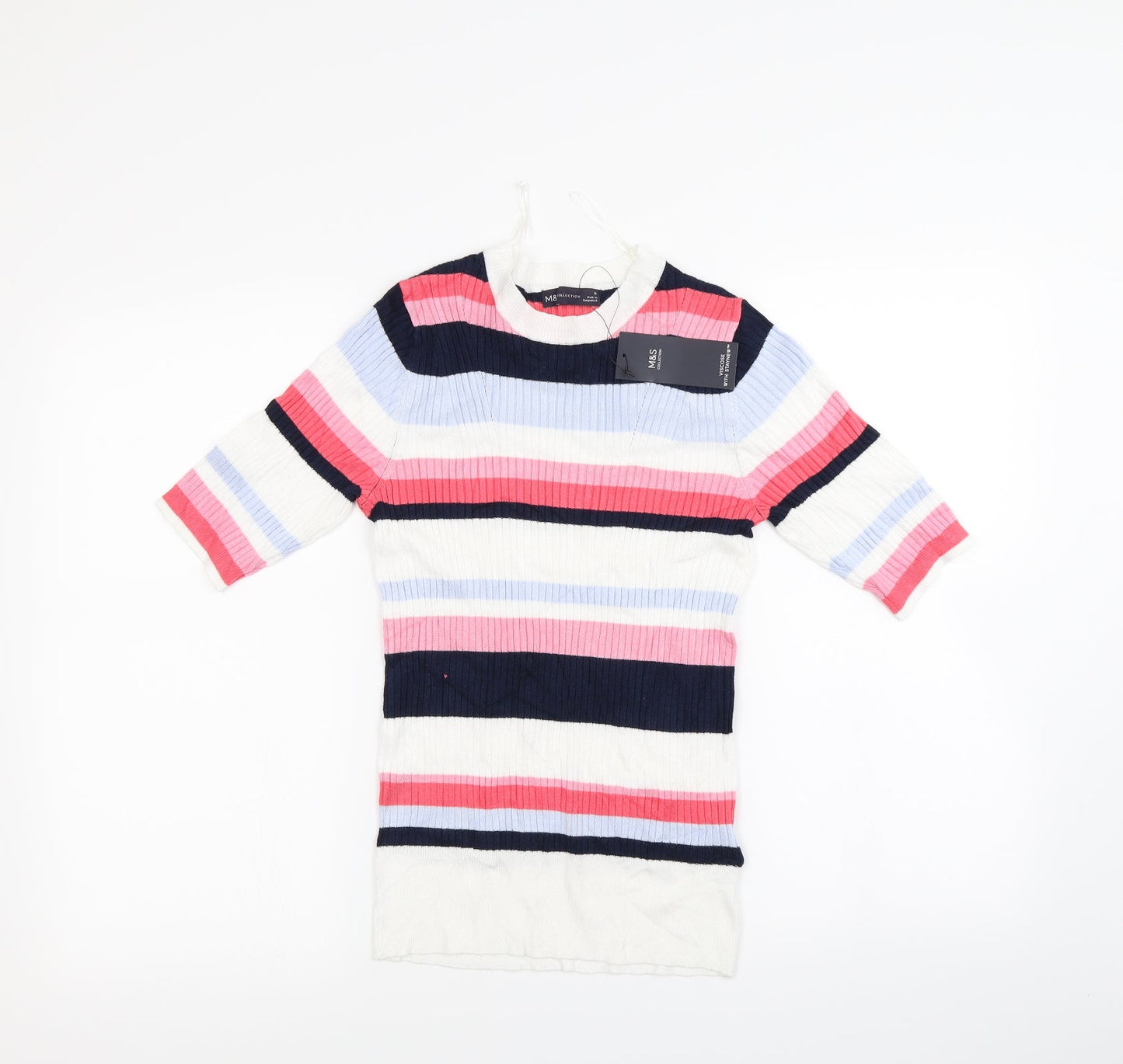 M&S Womens Multicoloured Striped  Pullover Jumper Size 10