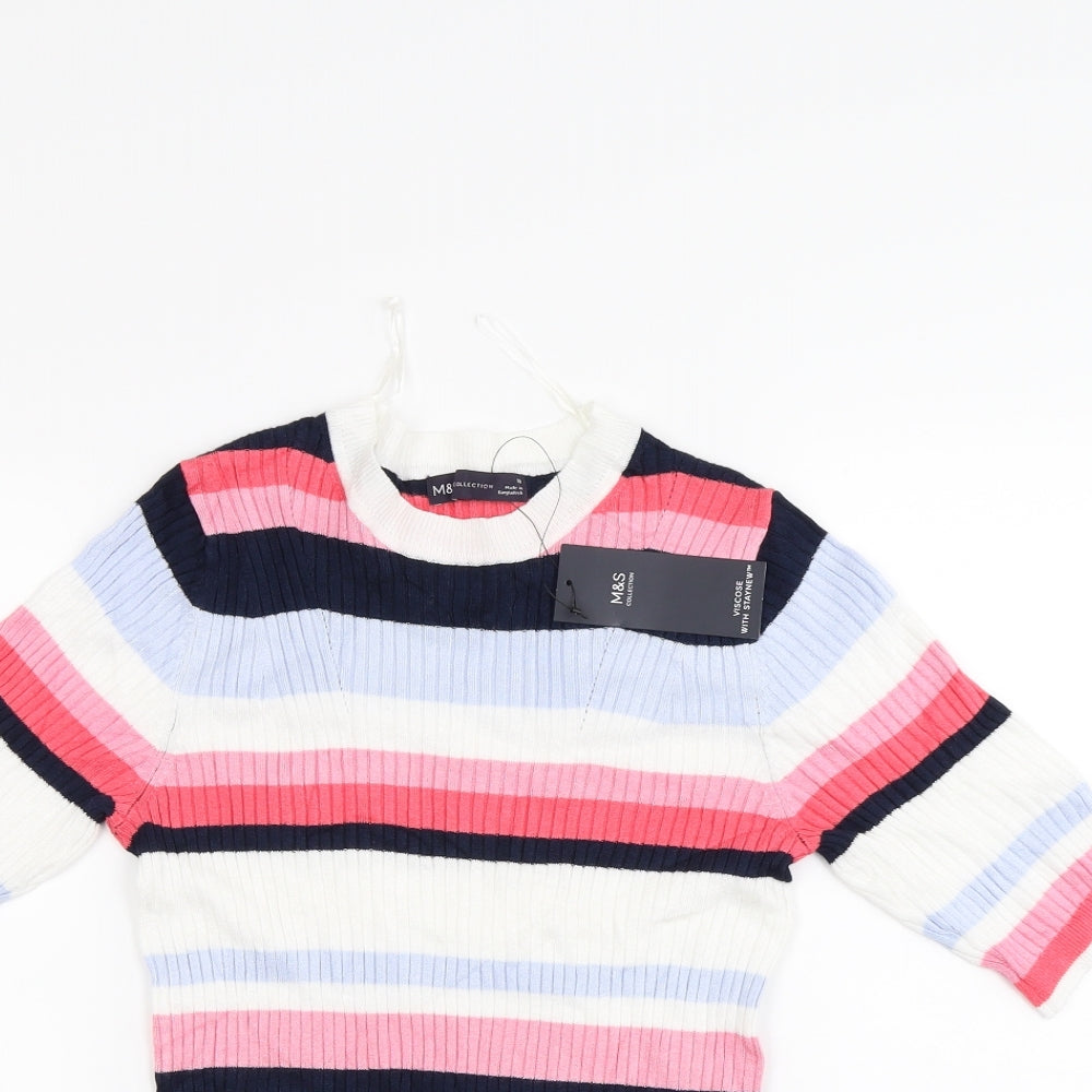 M&S Womens Multicoloured Striped  Pullover Jumper Size 10