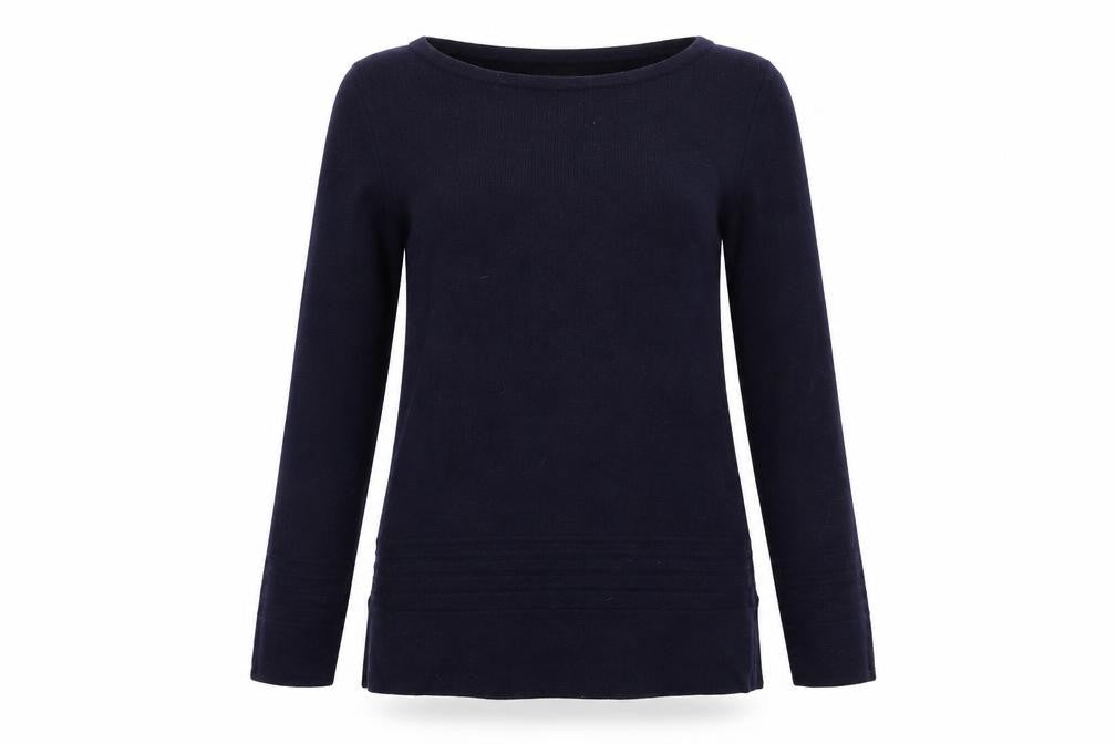 Front view of Marks & Spencer women’s blue jumper, size UK 8