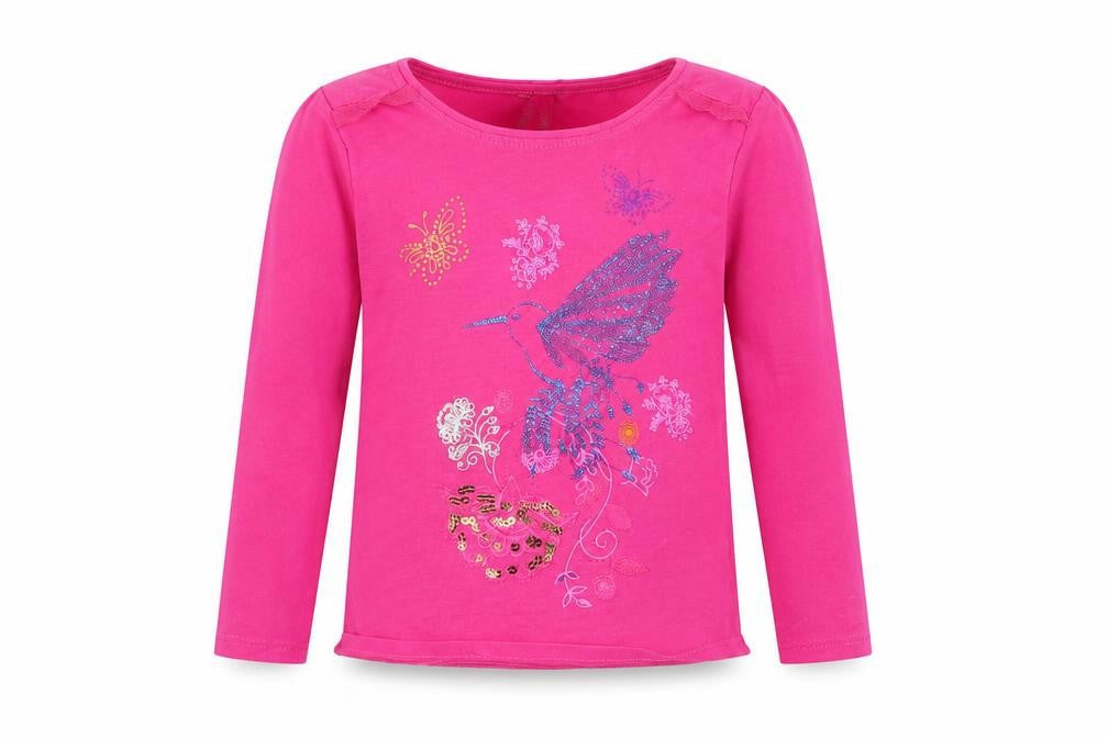 Front view of Orchestra girls’ pink floral basic t-shirt, size 4, years - bird