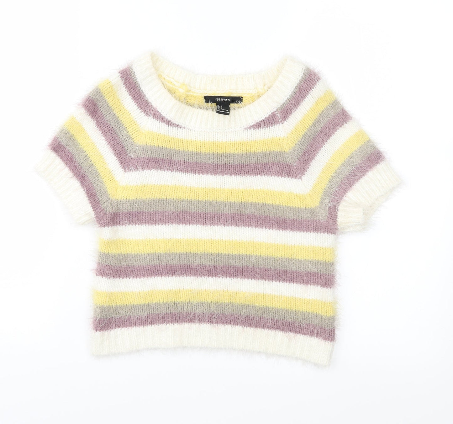 FOREVER 21 Womens Multicoloured Striped Knit Pullover Jumper Size L