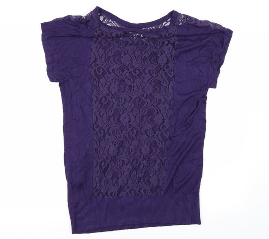 Kaliko Womens Purple   Pullover Jumper Size 12  - Lace Detail