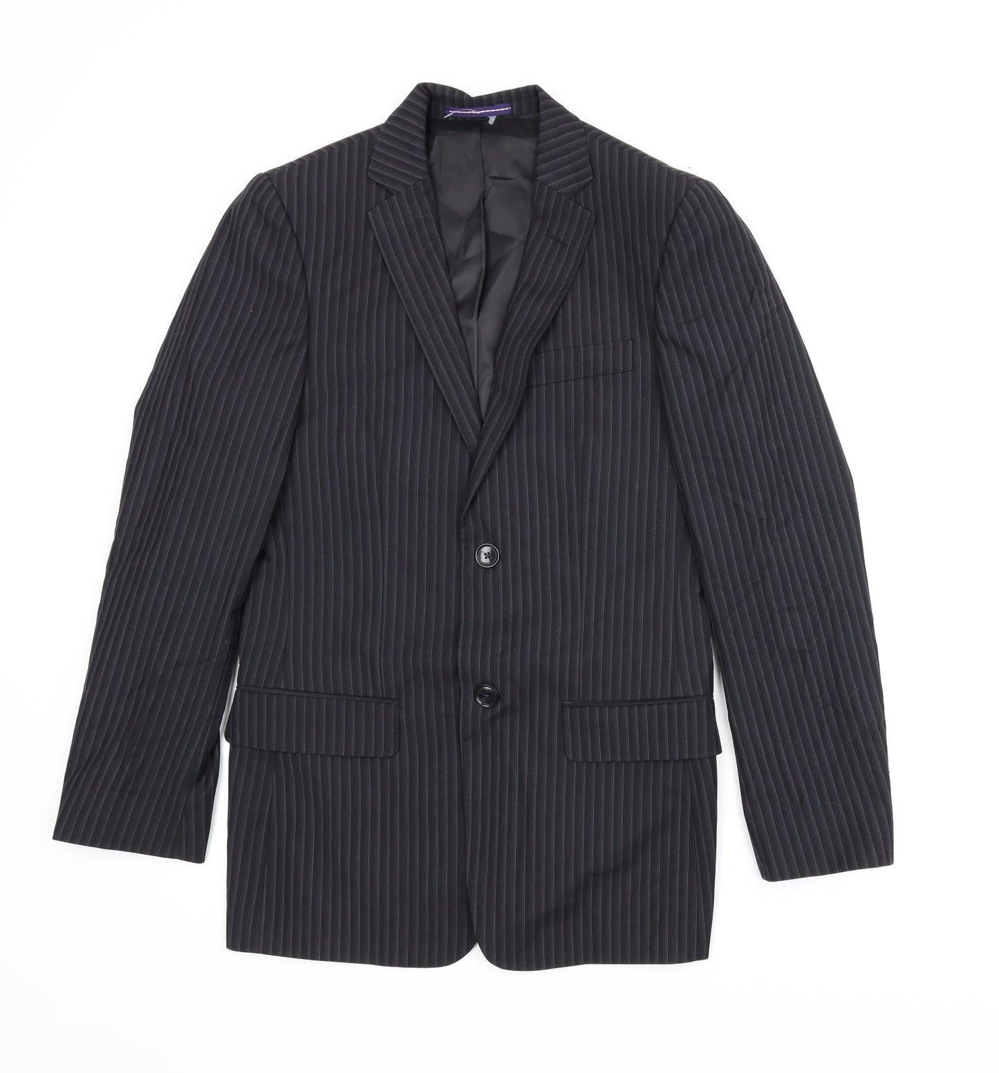 Topman Mens Black Striped  Jacket Suit Jacket Size 34