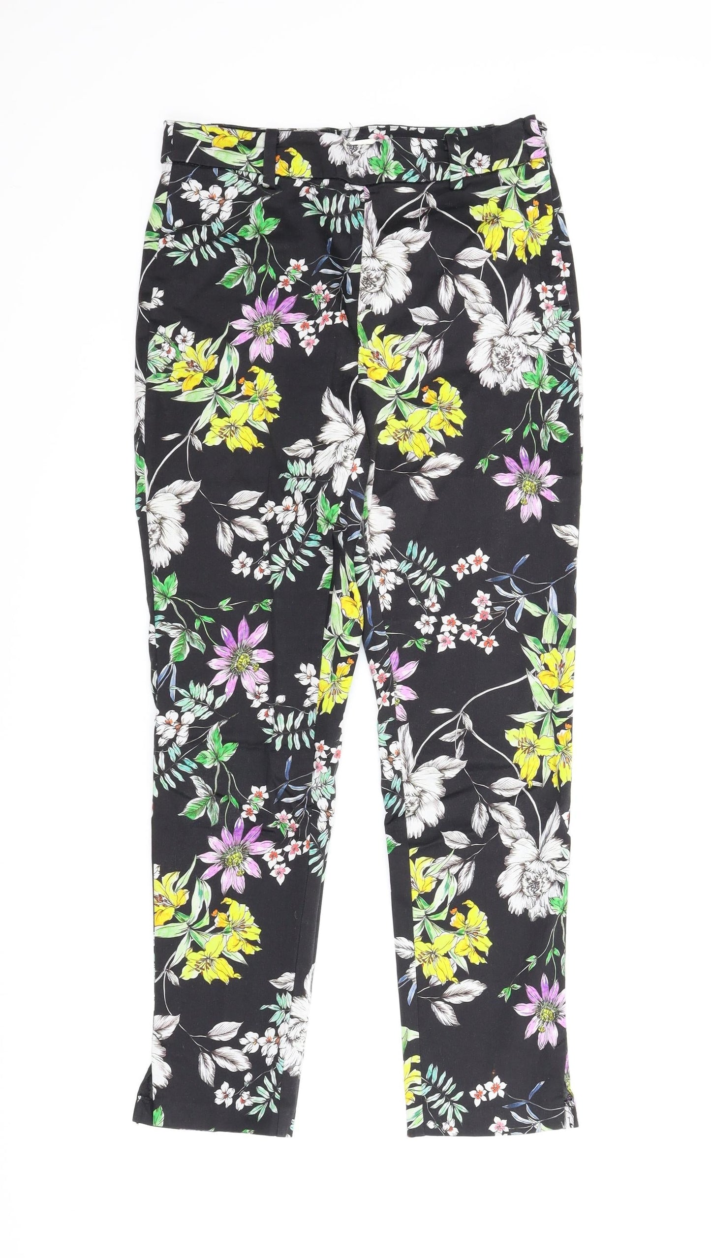 H&M Womens Multicoloured Floral  Pedal Pusher Trousers Size 8 L26 in
