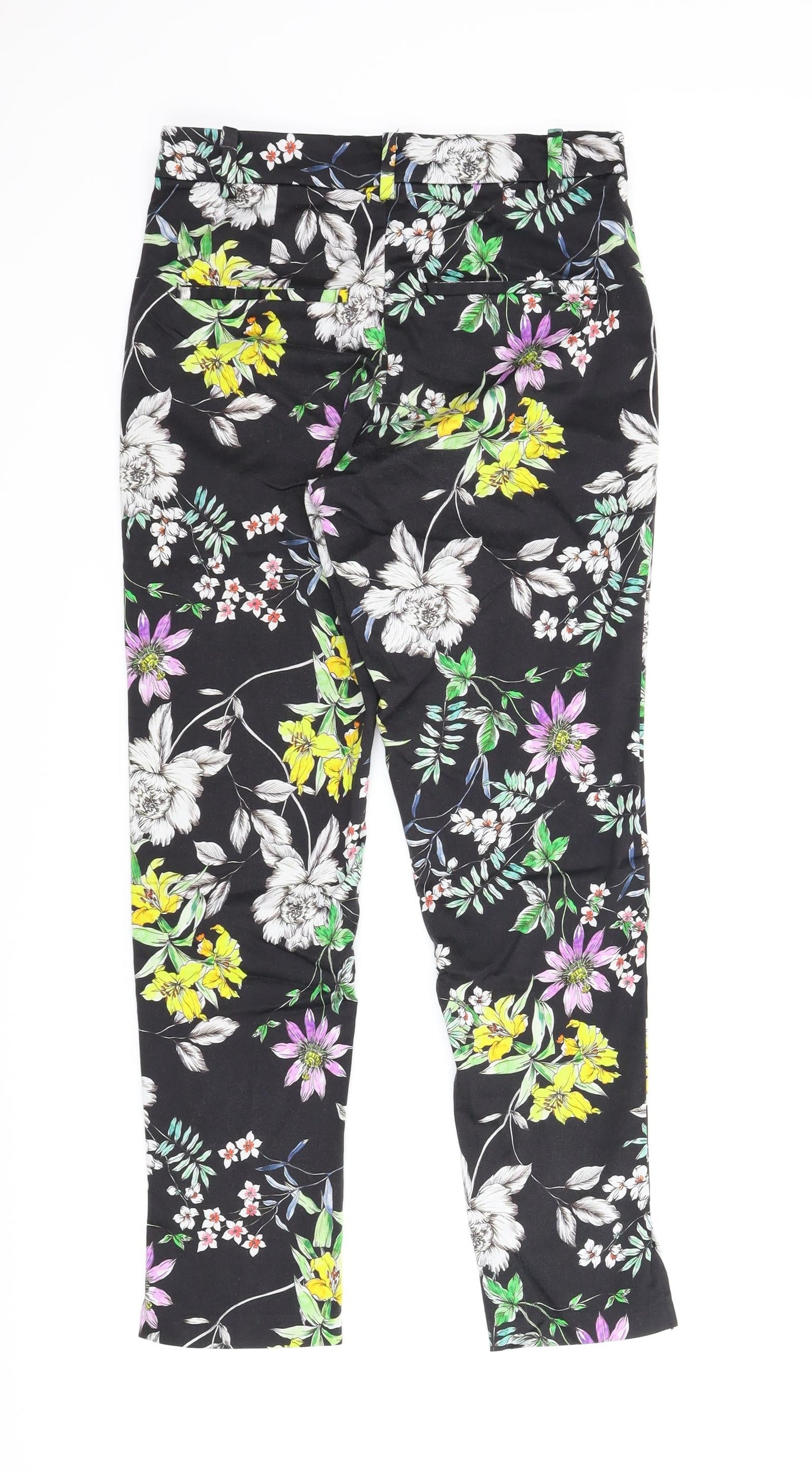 H&M Womens Multicoloured Floral  Pedal Pusher Trousers Size 8 L26 in