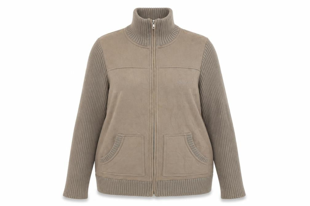 Front view of Maine New England women’s beige full zip jumper, size UK 16