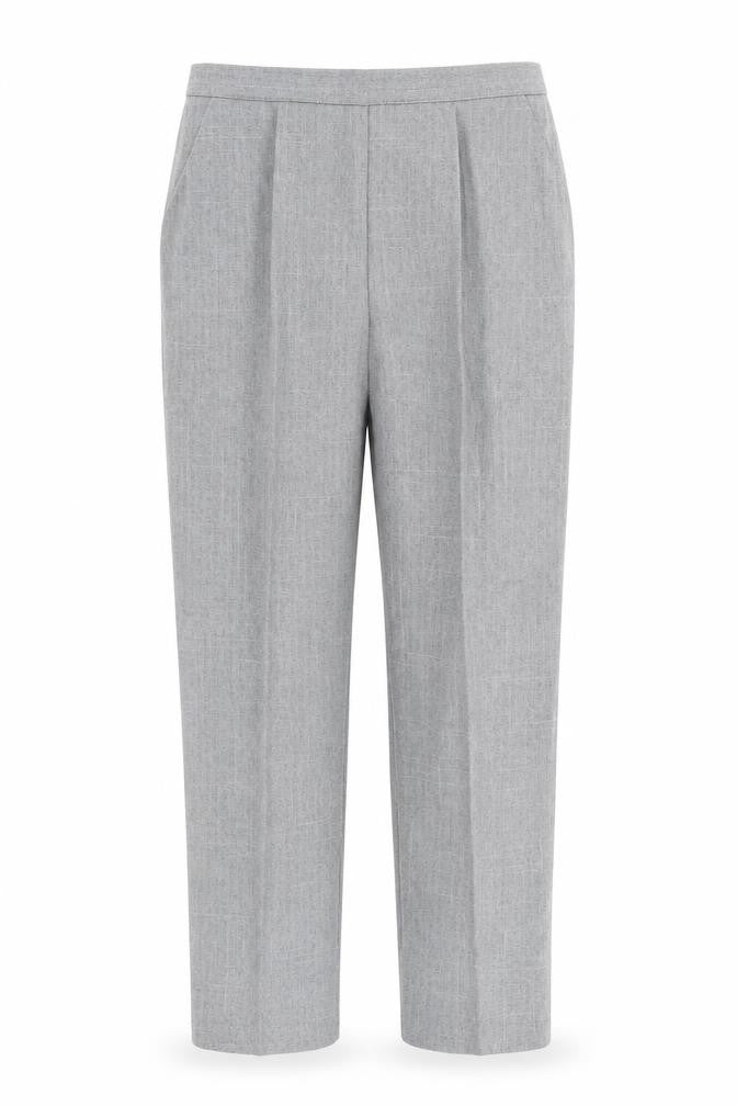 Front view of Preworn women’s green trousers, size UK 14, 26-inch leg