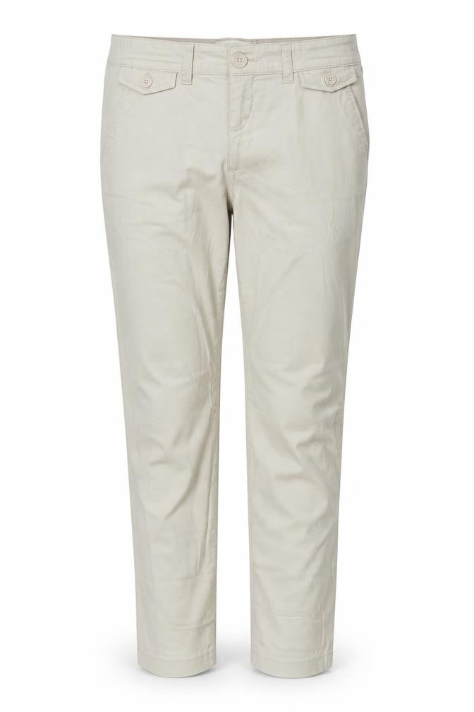 Front view of Stradivarius women’s beige trousers, size UK 38, 29-inch leg