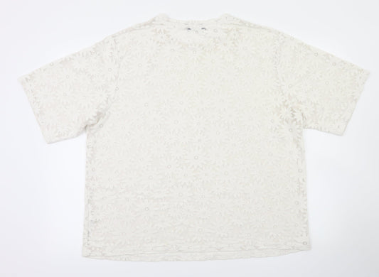 South Womens Silver Floral  Basic T-Shirt Size 16