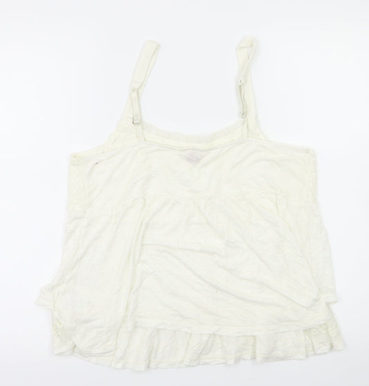 FLAMER Womens Ivory Floral  Basic T-Shirt Size 14