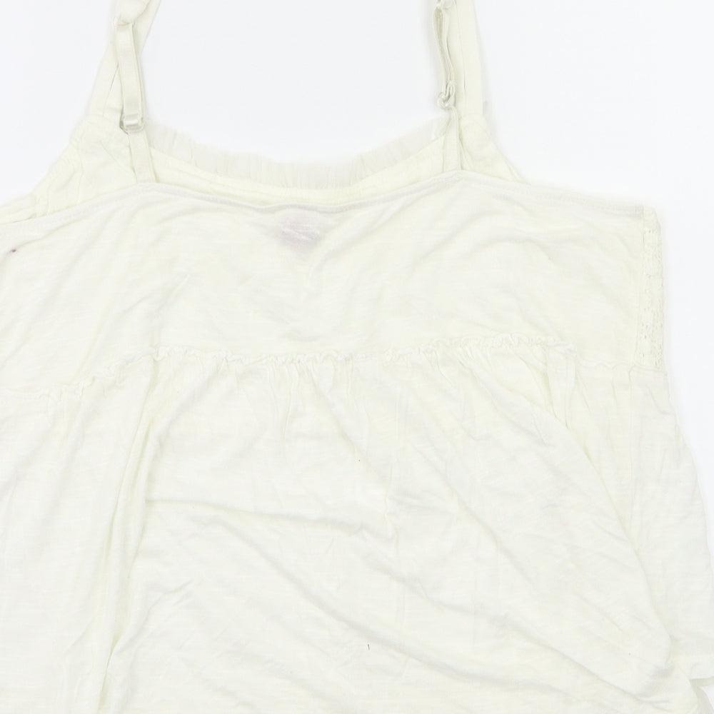 FLAMER Womens Ivory Floral  Basic T-Shirt Size 14
