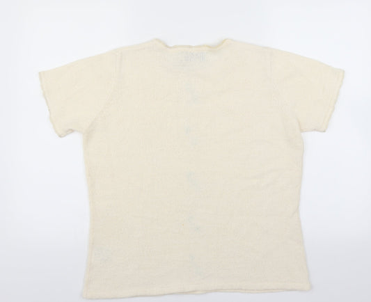 EWM Womens Ivory   Pullover Jumper Size M  - Floral embroidery