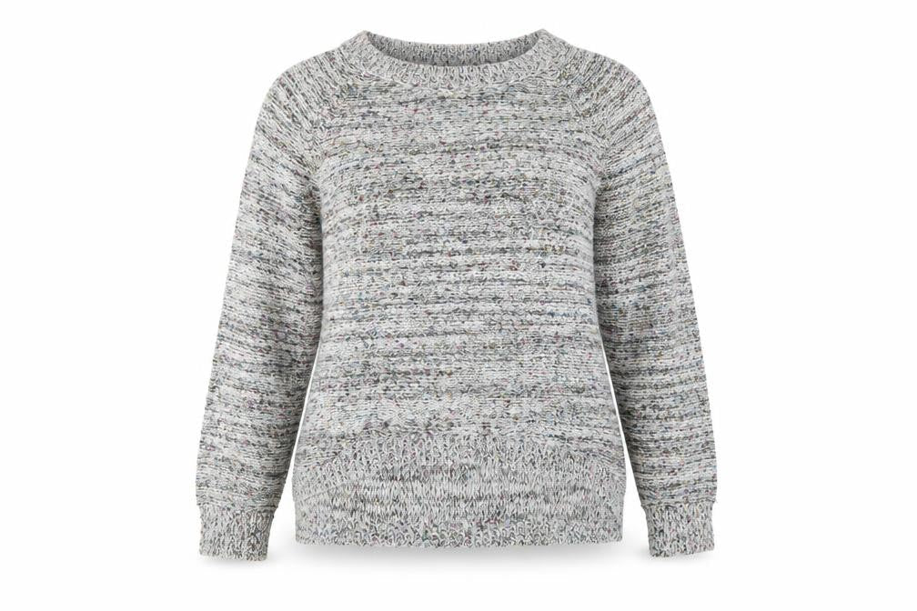 Front view of New Look women’s grey jumper, size UK 14