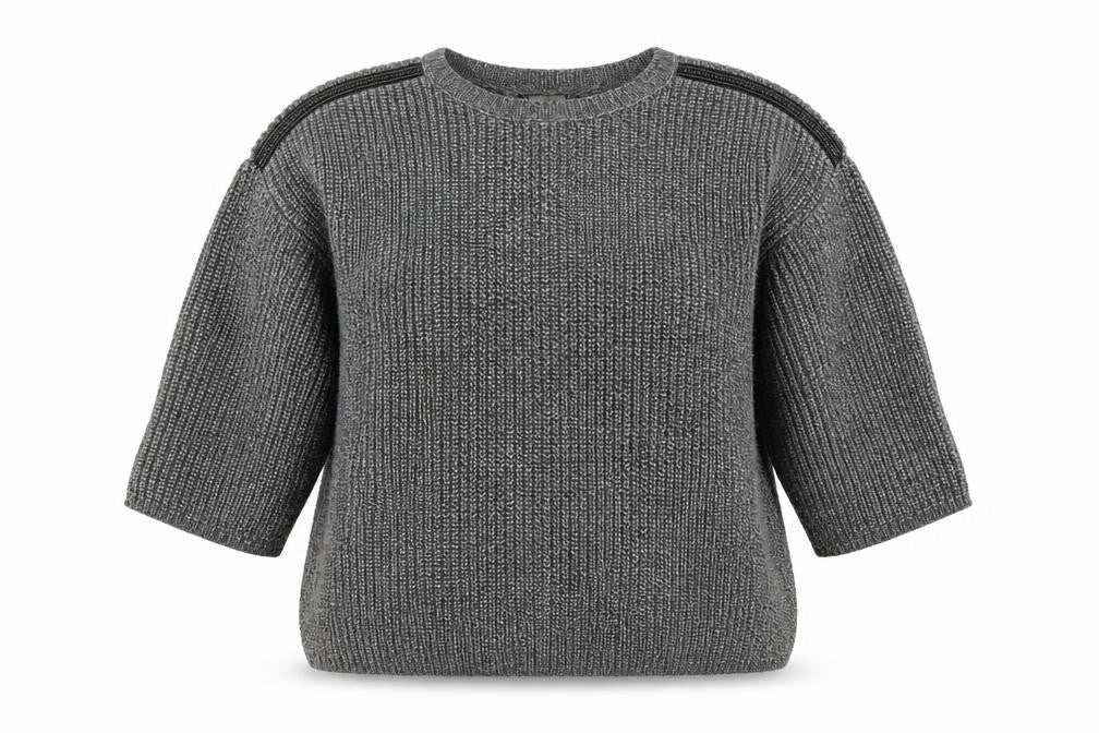 Front view of Marks & Spencer women’s grey jumper, size UK 14