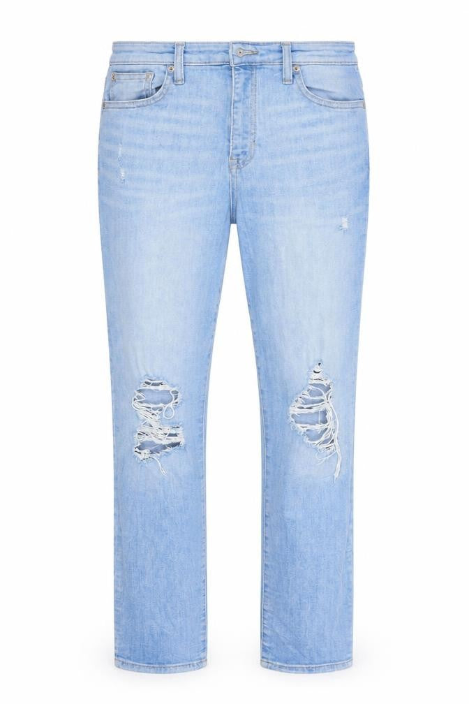 Front view of Gap women’s blue straight jeans, size UK 30, 26-inch leg