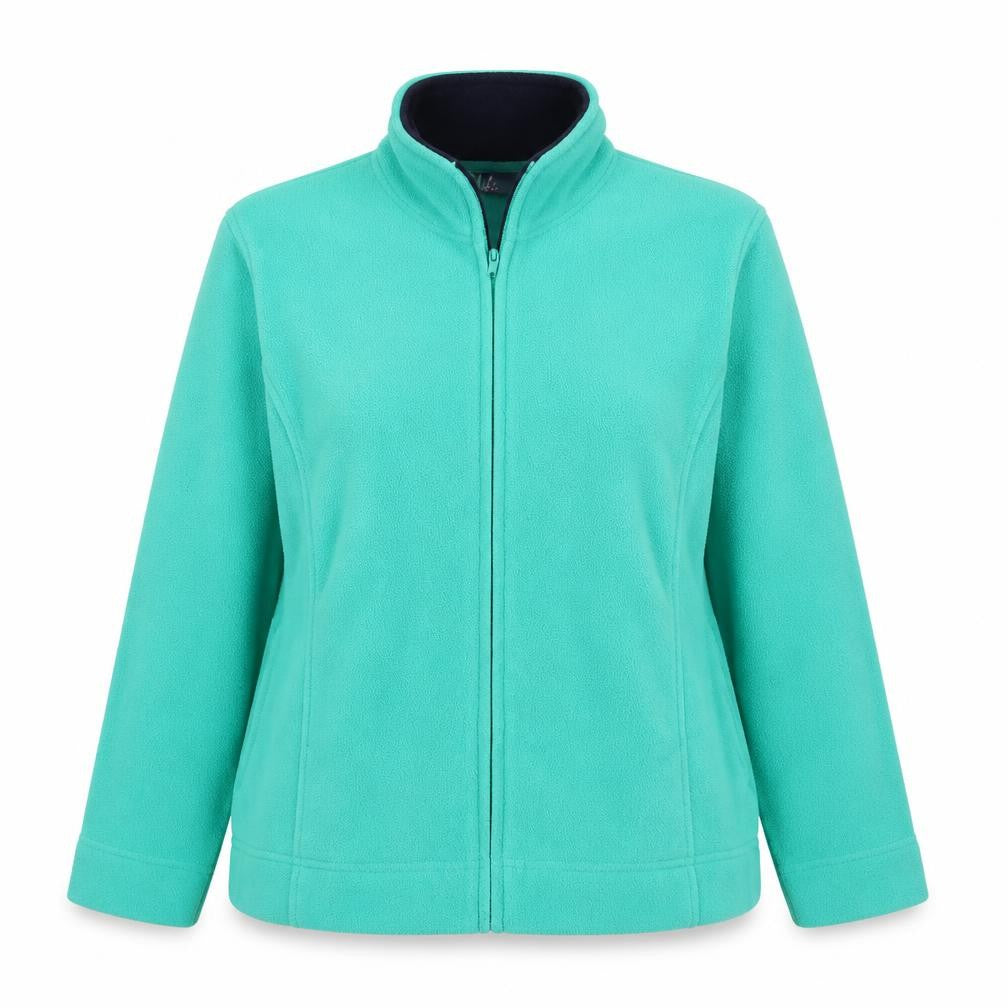 Front view of isle women’s green jacket, size M