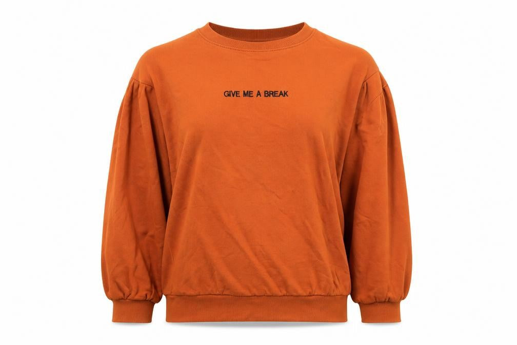 Front view of Misguided women’s orange jumper, size UK 6