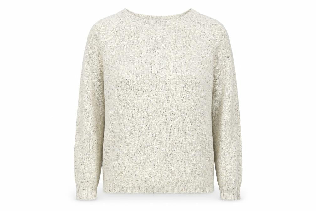 Front view of River Island women’s ivory jumper, size UK 10