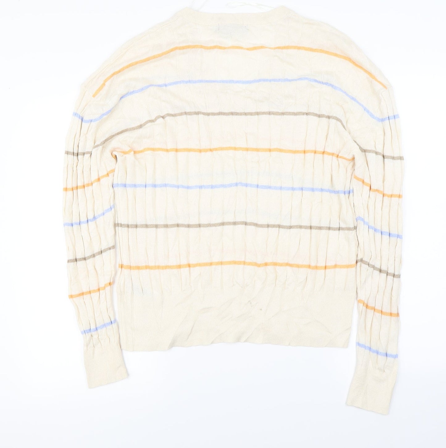 Marks and Spencer Mens Ivory Striped  Pullover Jumper Size XL