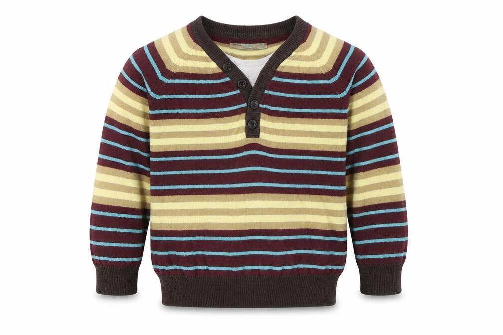 Front view of Marks & Spencer girls’ brown striped jumper, size 2-3, years