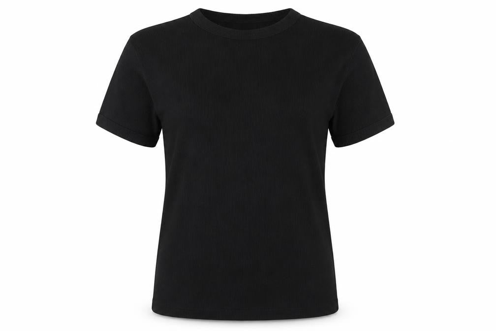 Front view of Giorgio women’s black basic t-shirt, size XL