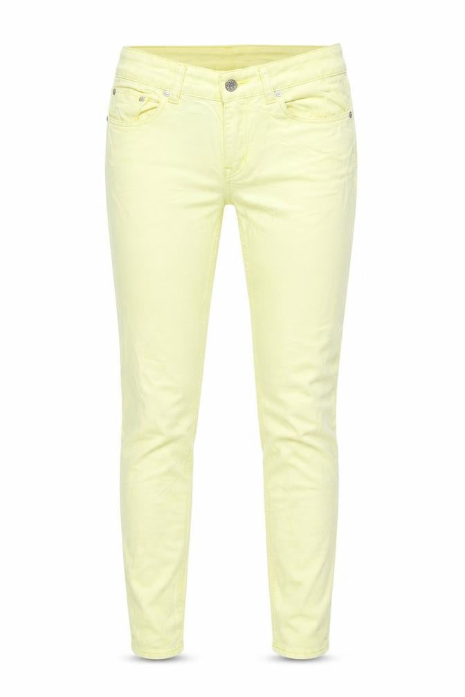 Front view of Izzue women’s yellow denim skinny jeans, size UK 26, in, 30-inch leg