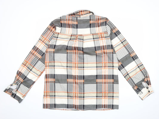 Preworn Womens Orange Check  Basic Button-Up Size 3XL