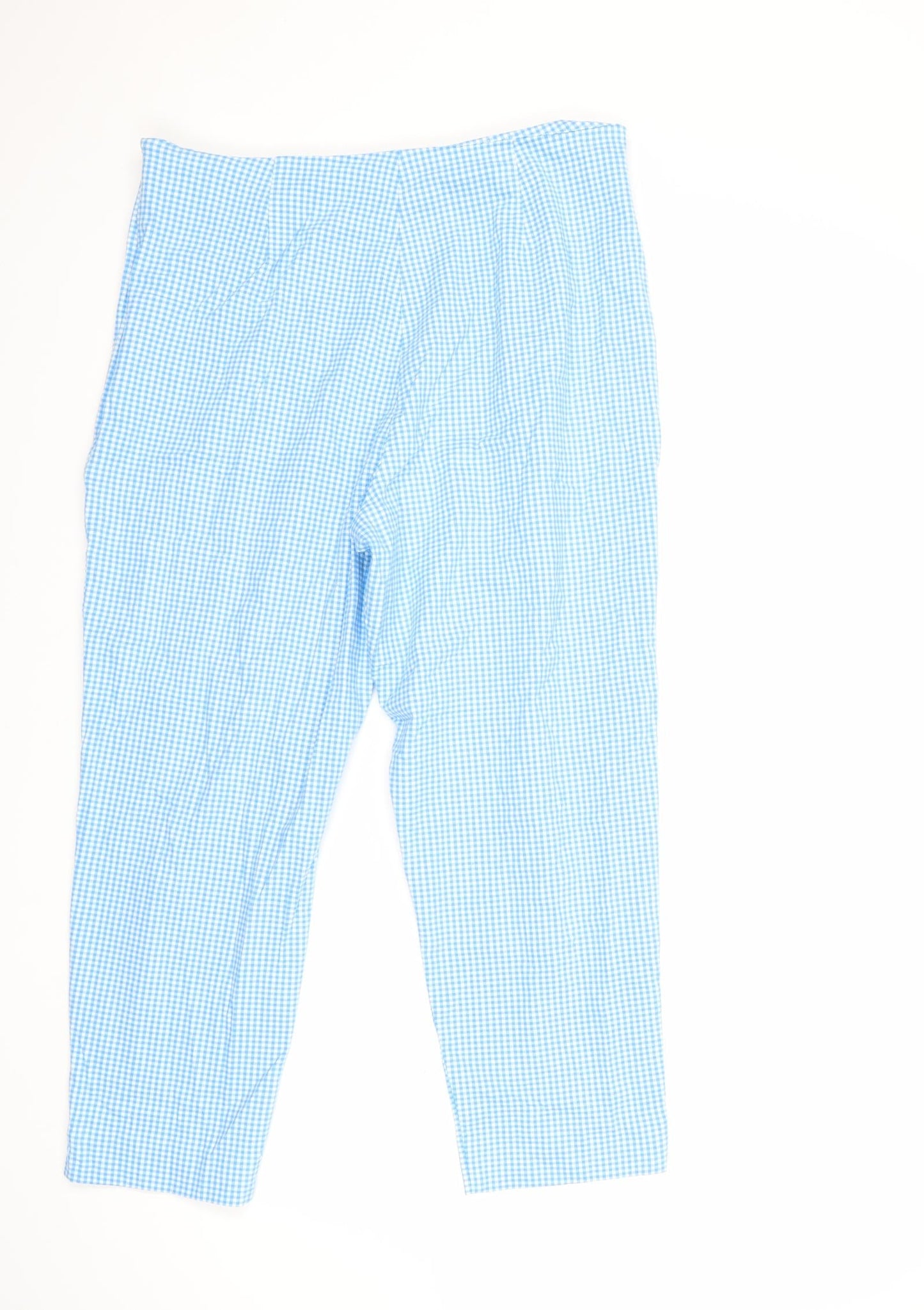 Joie De Vivre Womens Blue Check  Cropped Trousers Size 18 L23 in
