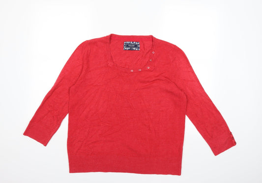 Maine Womens Red  Knit Pullover Jumper Size 16