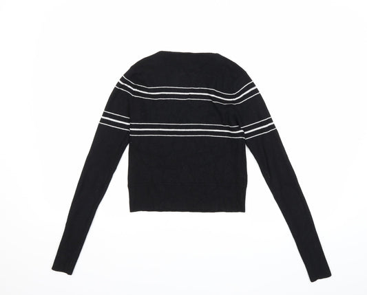 Zara Womens Black Striped Knit Pullover Jumper Size S