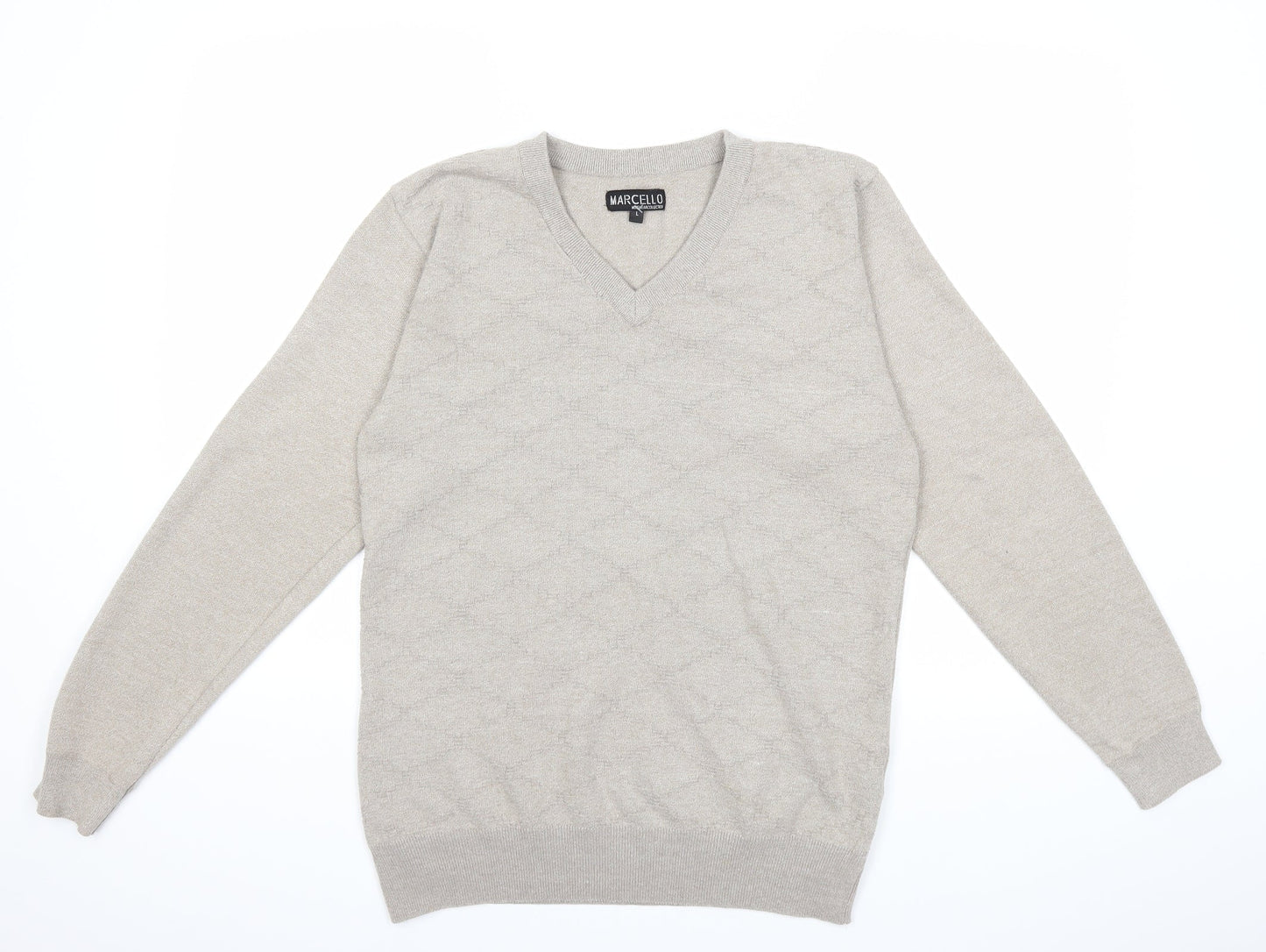 Marcello Mens Beige  Knit Pullover Jumper Size L