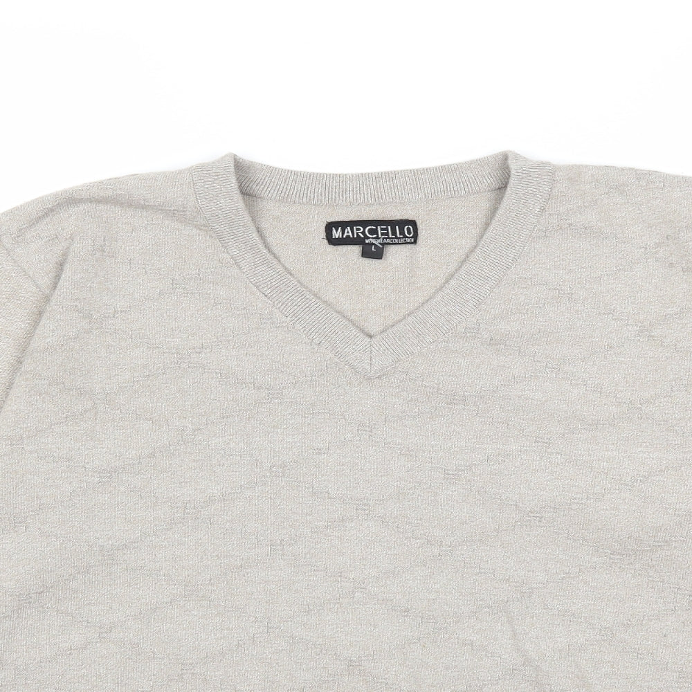 Marcello Mens Beige  Knit Pullover Jumper Size L