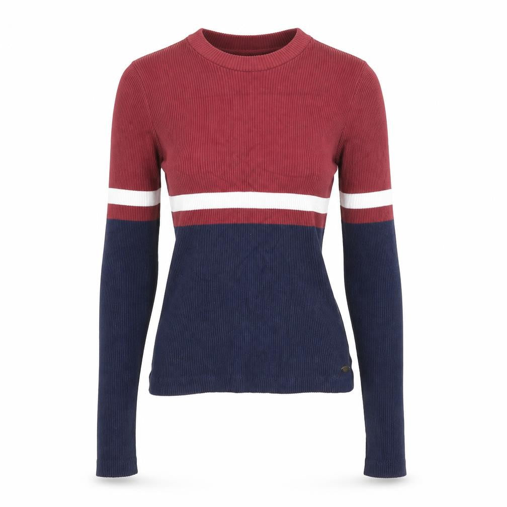 Front view of Pull&Bear women’s multicoloured striped jersey basic t-shirt, size M