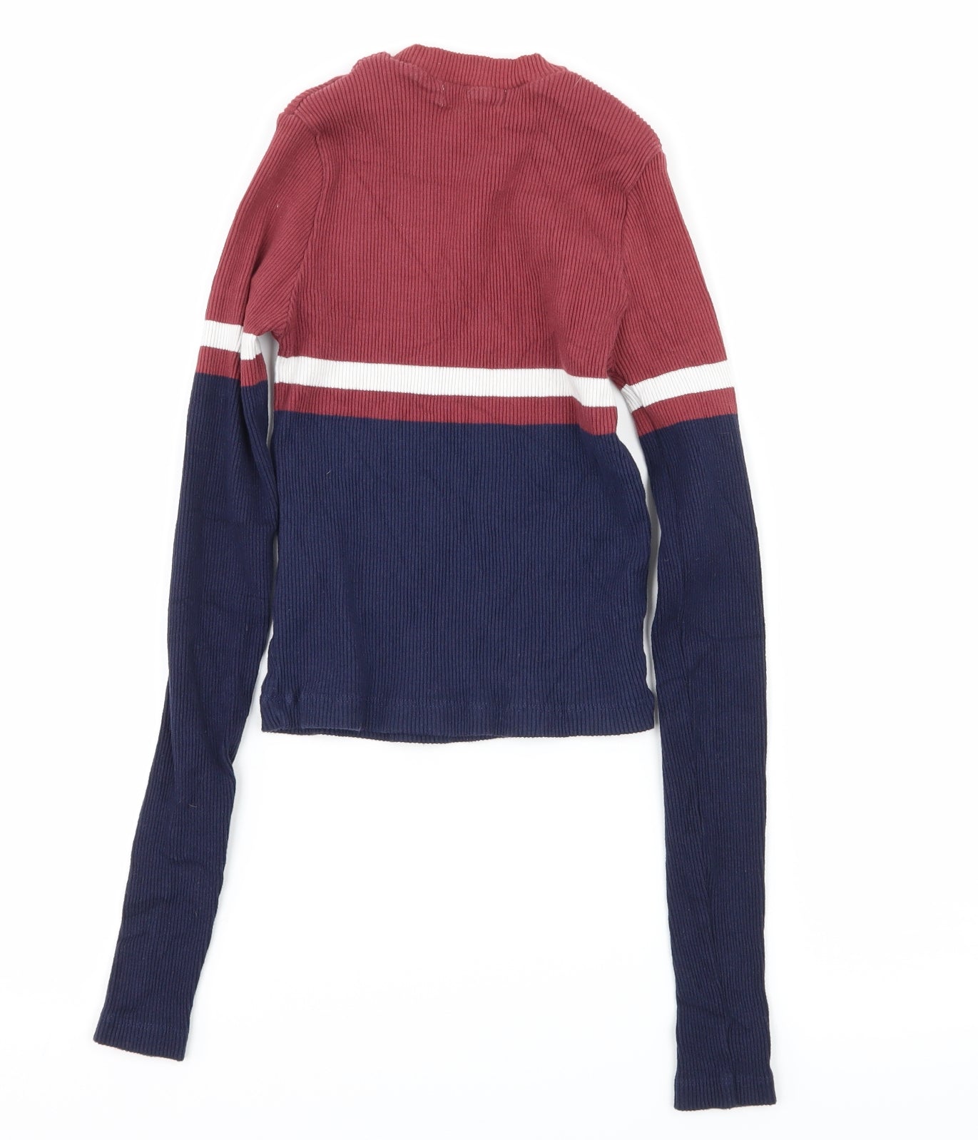 Pull&Bear Womens Multicoloured Striped Jersey Basic T-Shirt Size M