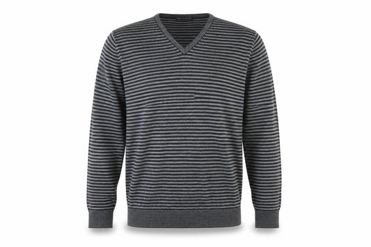 Marks and Spencer Mens Grey Striped Knit Pullover Jumper Size L