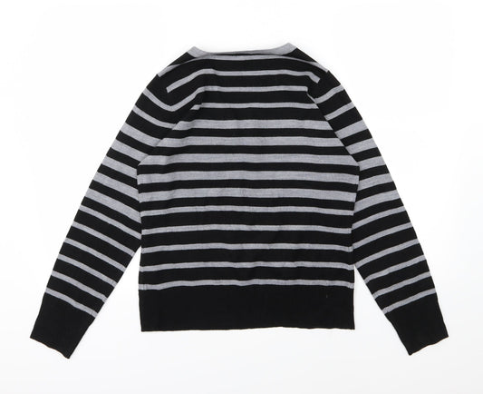 BHS Womens Grey Striped Knit Pullover Jumper Size 10