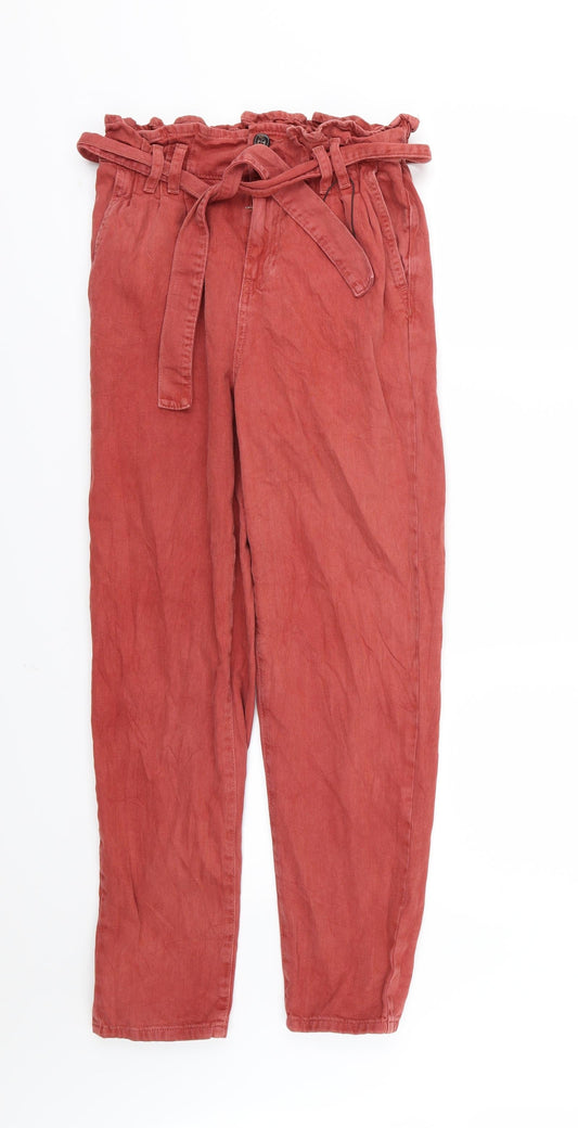 Denim & Co. Womens Red  Denim Mom Jeans Size 6 L28 in