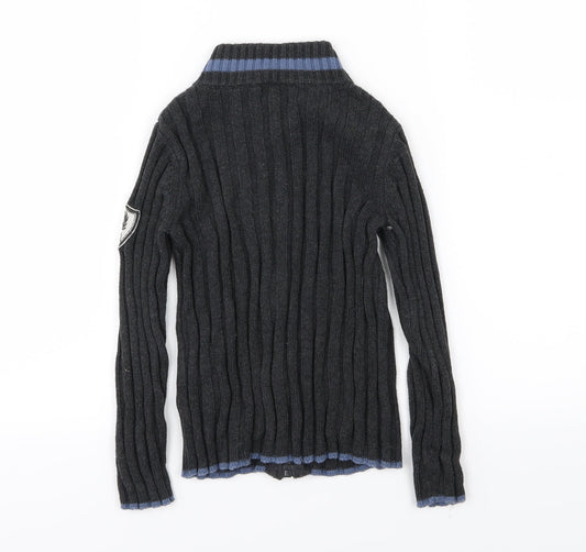 E of M Boys Grey  Knit Full Zip Jumper Size 4-5 Years