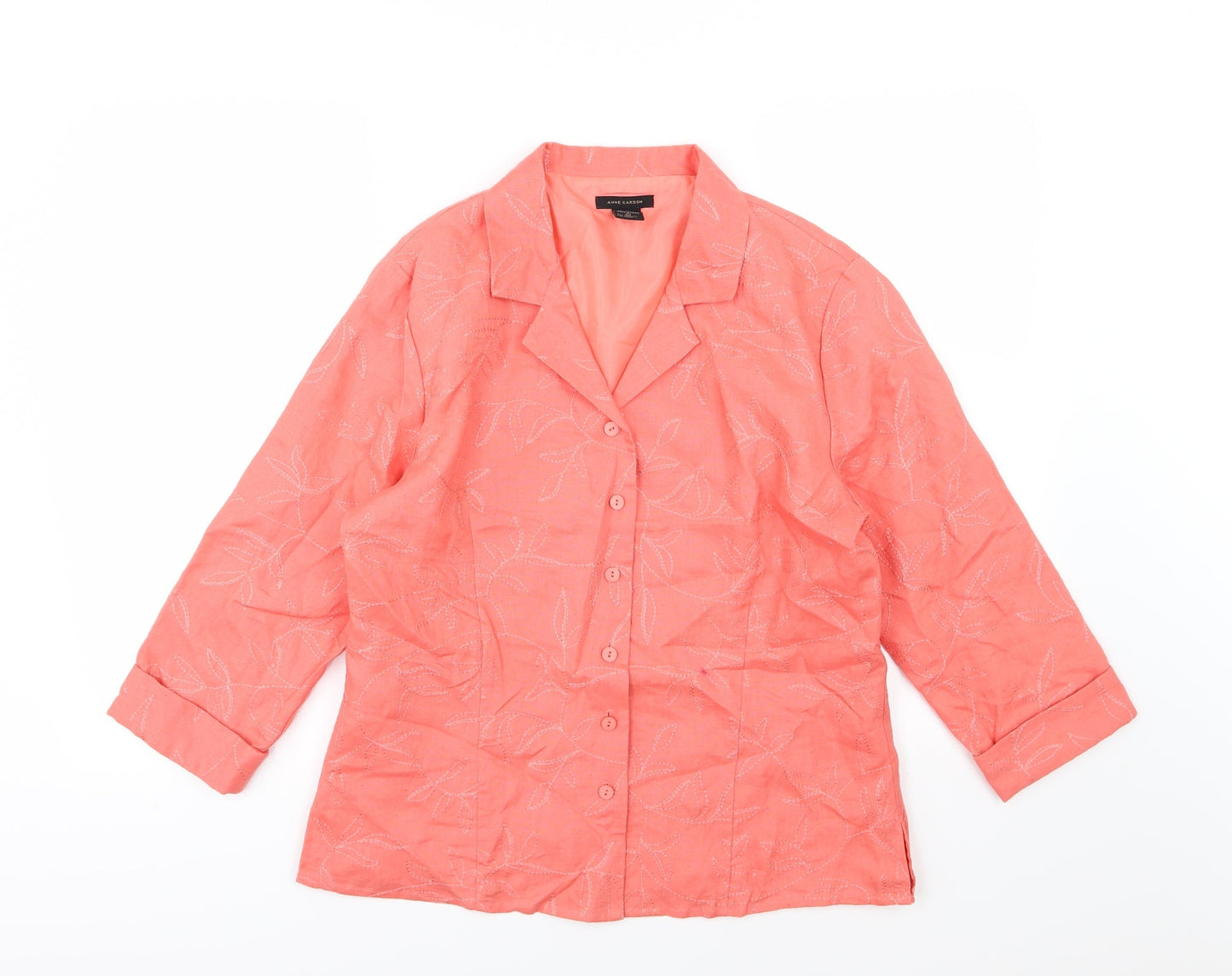 Anne Carson Womens Pink Floral  Jacket  Size L