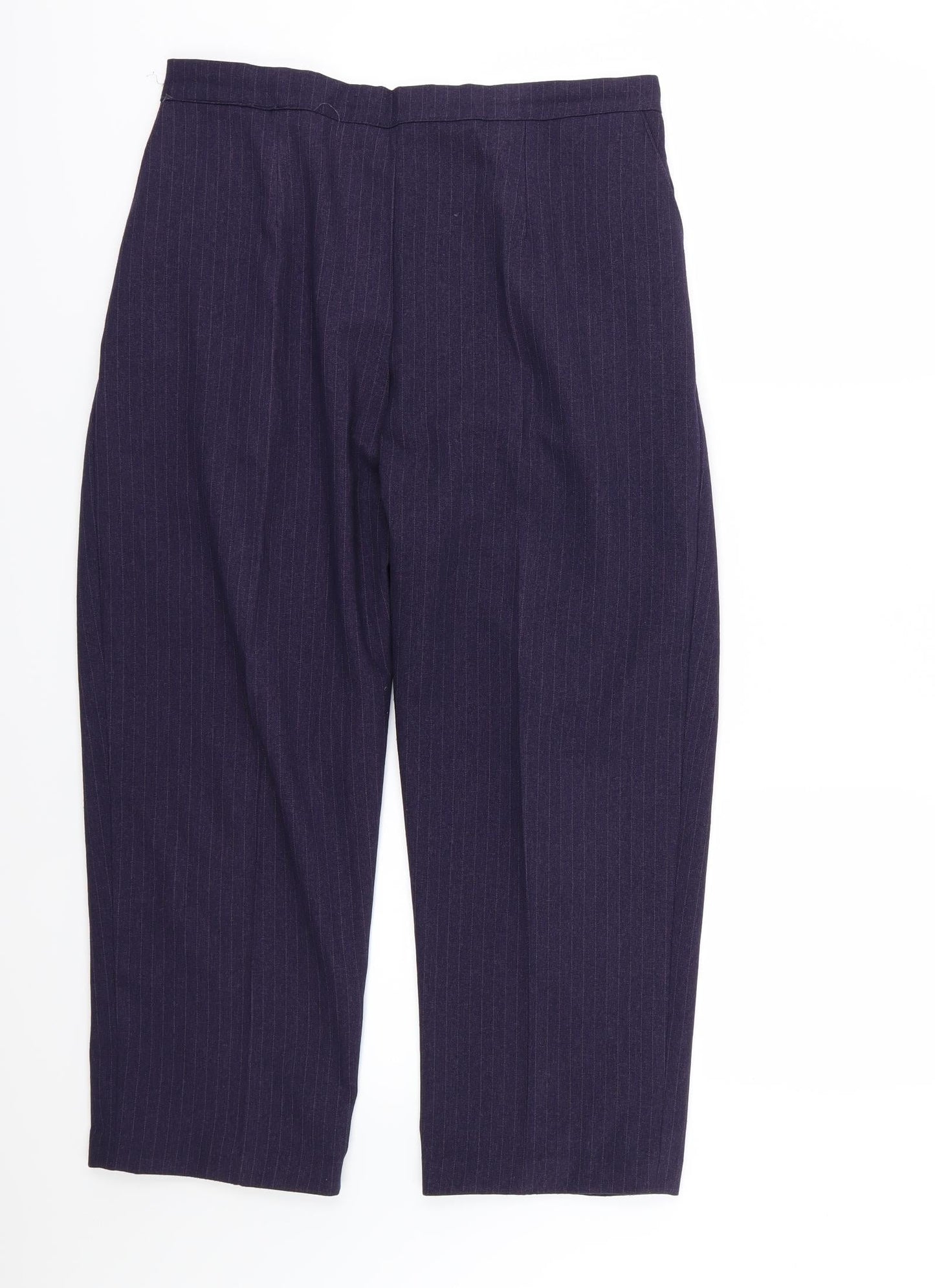Preworn Womens Purple Striped Rayon Trousers  Size 34 in L24 in