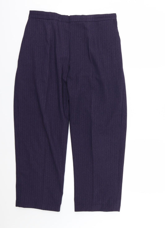 Preworn Womens Purple Striped Rayon Trousers  Size 34 in L24 in