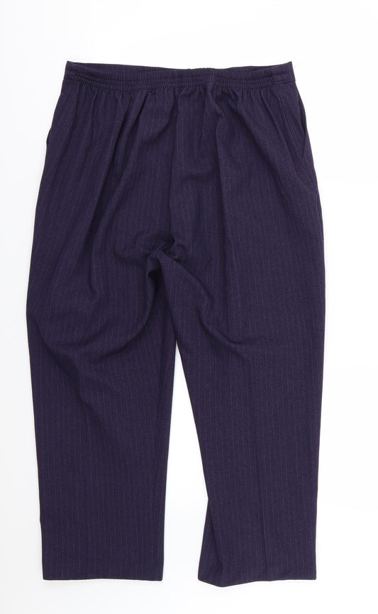 Preworn Womens Purple Striped Rayon Trousers  Size 34 in L24 in